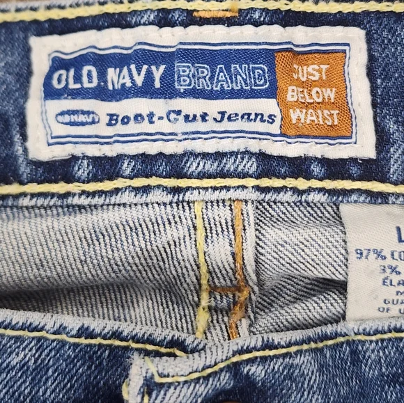 ​VTG Old Navy Y2K Lace Flare Jeans Bedazzled Idaho Star Size 8 Long Custom - Picture 10 of 12